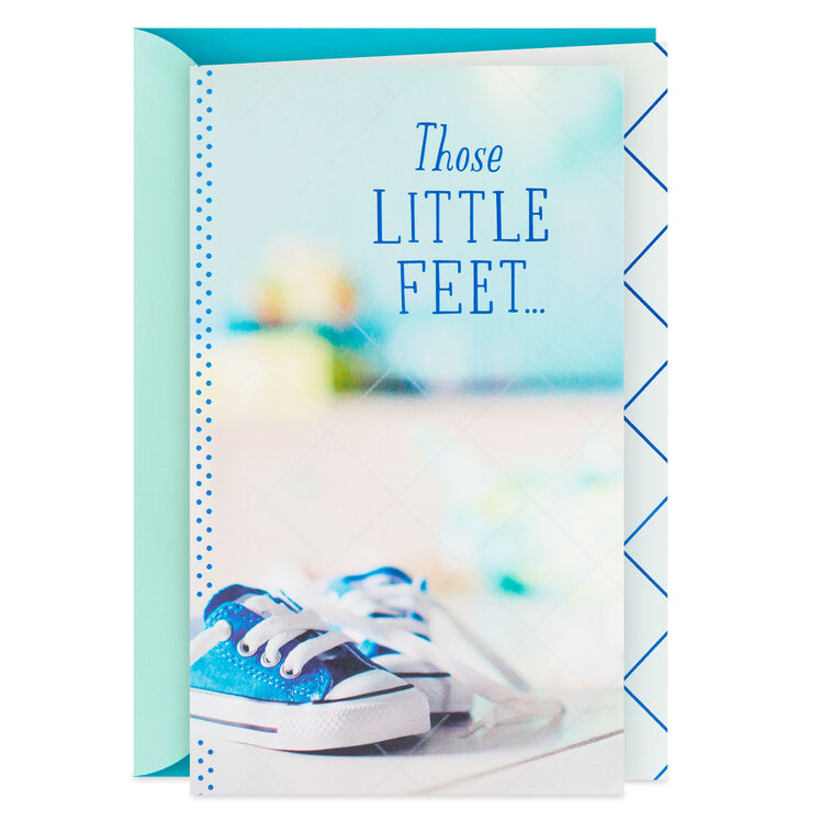 hallmark Tiny Blue Sneakers New Baby Boy Card