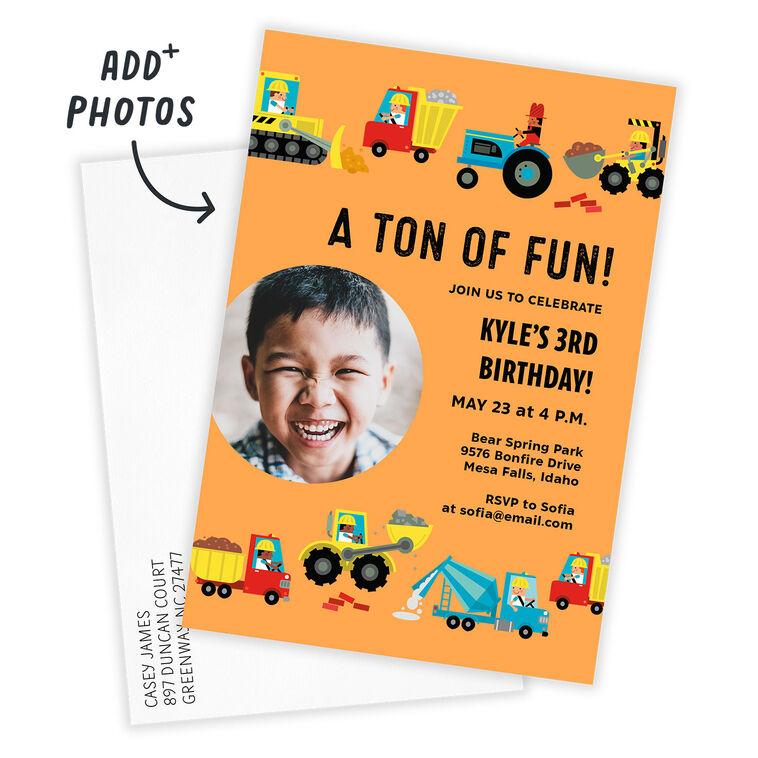 Hallmark Ton Of Fun Trucks Birthday Invitation