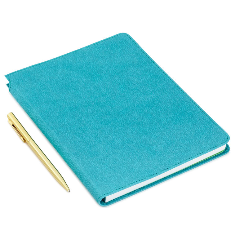 hallmark Turquoise Faux Leather Notebook With Pen