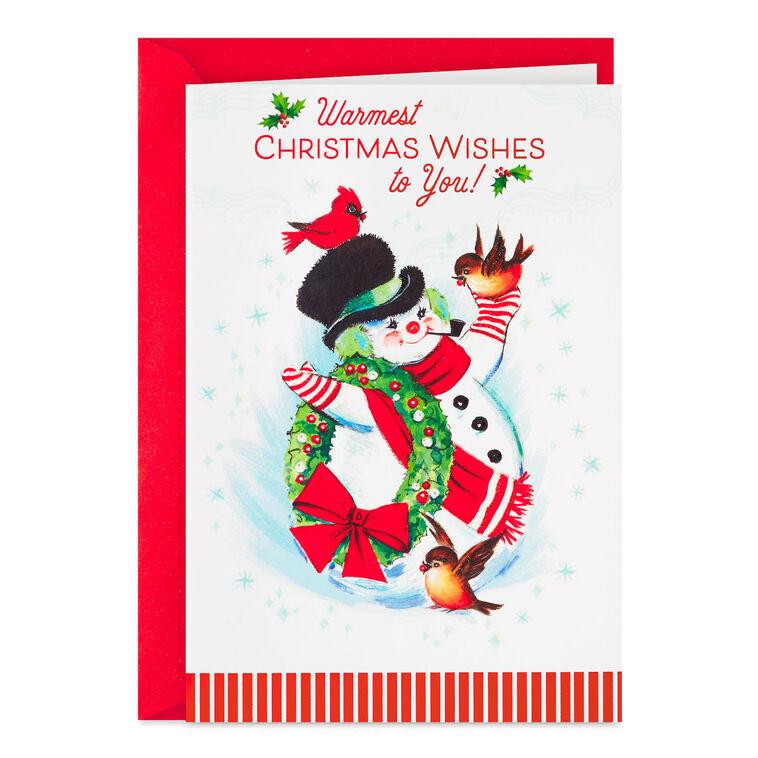 hallmark Vintage Snowman and Birds Christmas Card