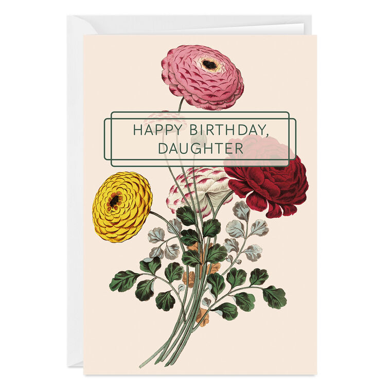 hallmark Vintage Zinnia Flowers Custom Card