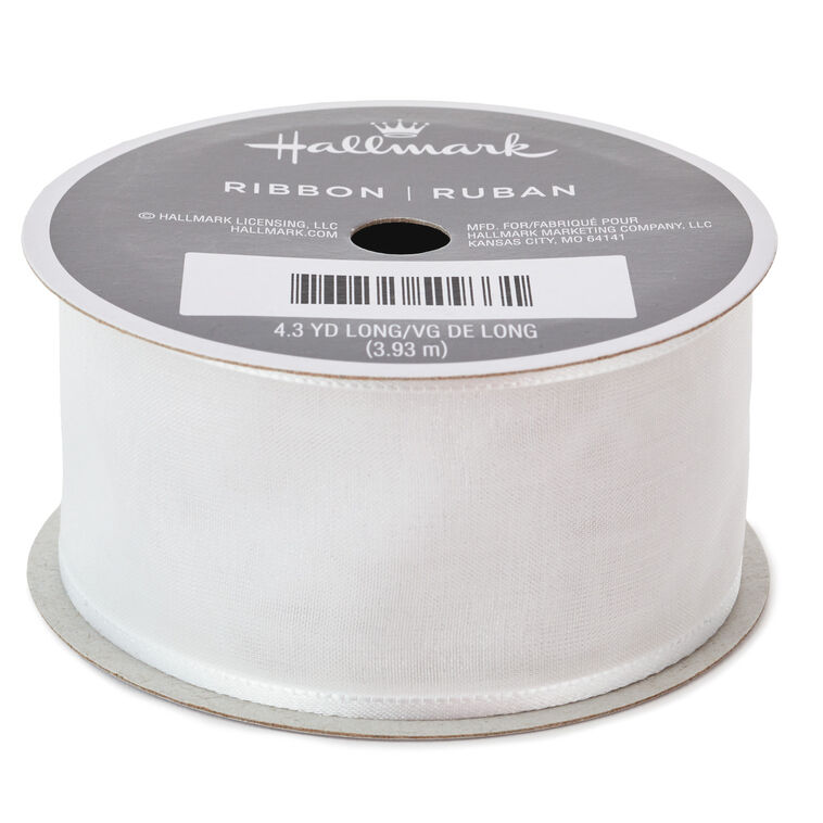hallmark White 1.5" Satin-Edge Sheer Ribbon 12.9'