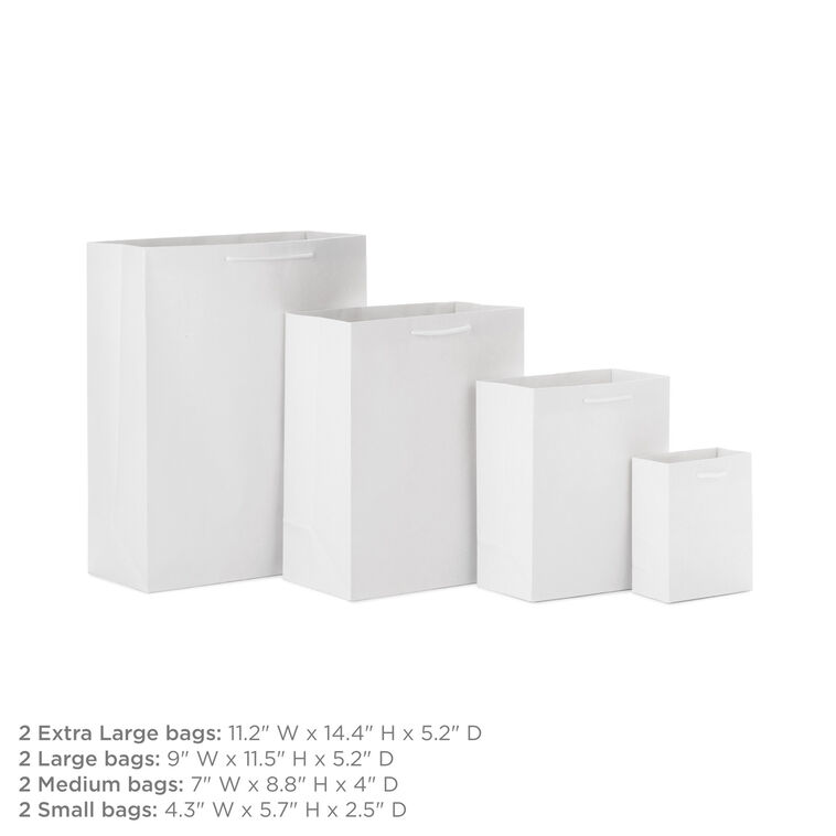 Hallmark White Assorted Sizes 8-Pack Gift Bags