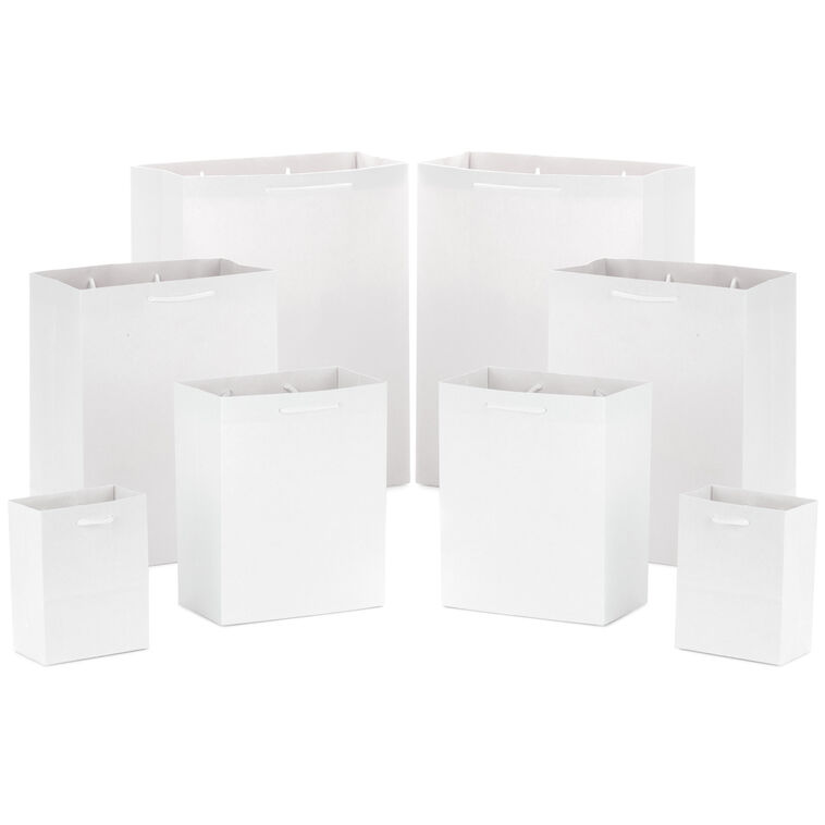 hallmark White Assorted Sizes 8-Pack Gift Bags