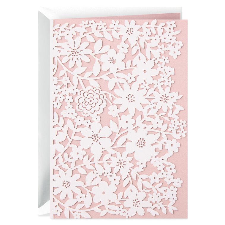 hallmark White Flowers on Blush Pink Blank Card