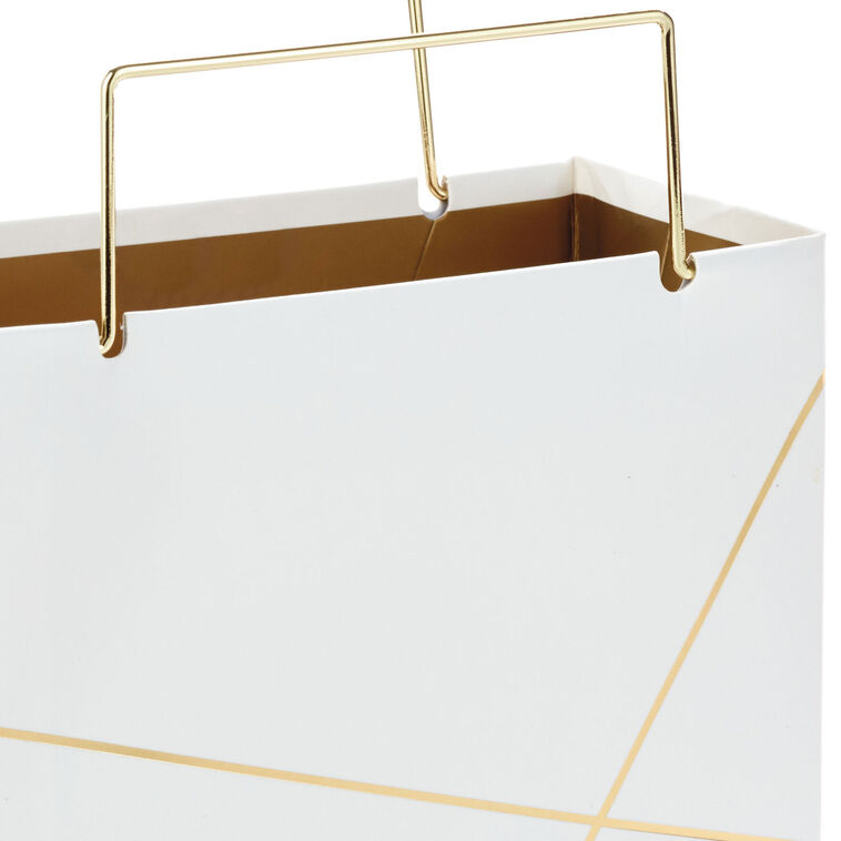 Hallmark White With Gold Small Square Gift Bag 5.5"