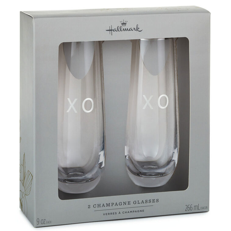 Hallmark XO Stemless Champagne Flutes Set Of 2
