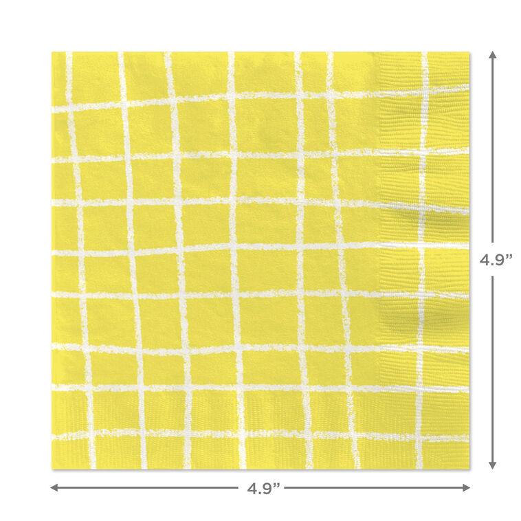 Hallmark Yellow Grid Cocktail Napkins Set Of 16