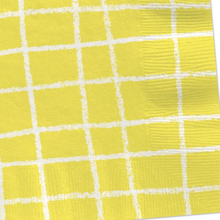 Hallmark Yellow Grid Cocktail Napkins Set Of 16