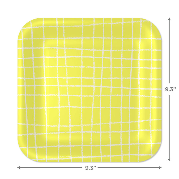 Hallmark Yellow Grid Square Dinner Plates Set Of 8
