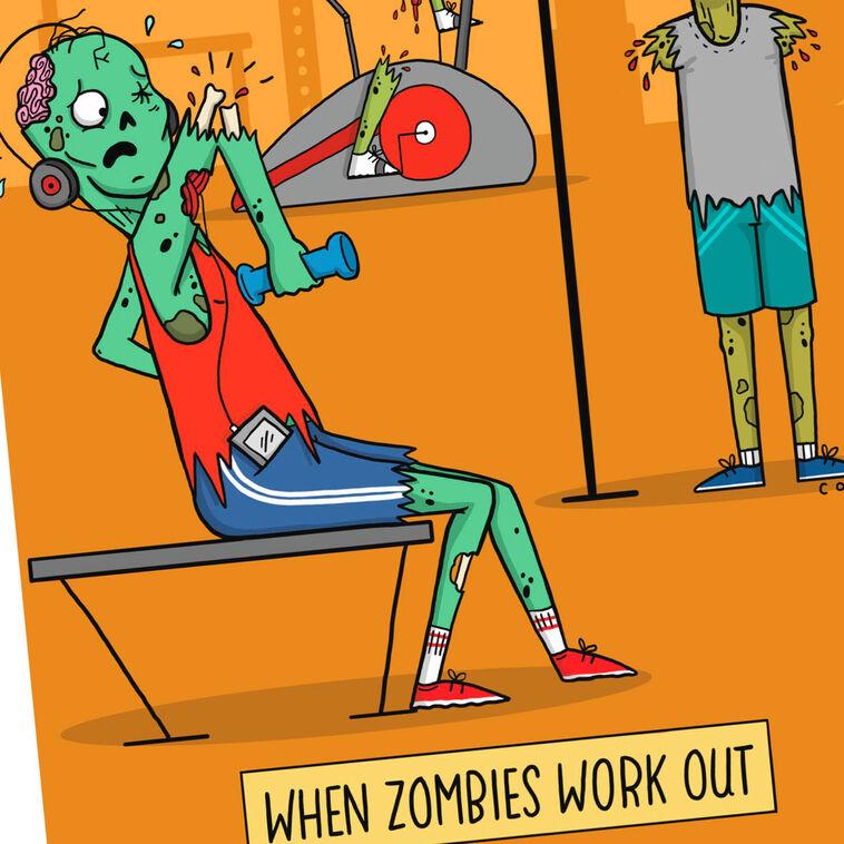 Hallmark Zombies At The Gym Funny Halloween Card