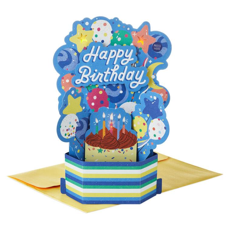 hallmark Happy Birthday Cake and Balloons Musical 3D Pop-Up Birthday Card With Light