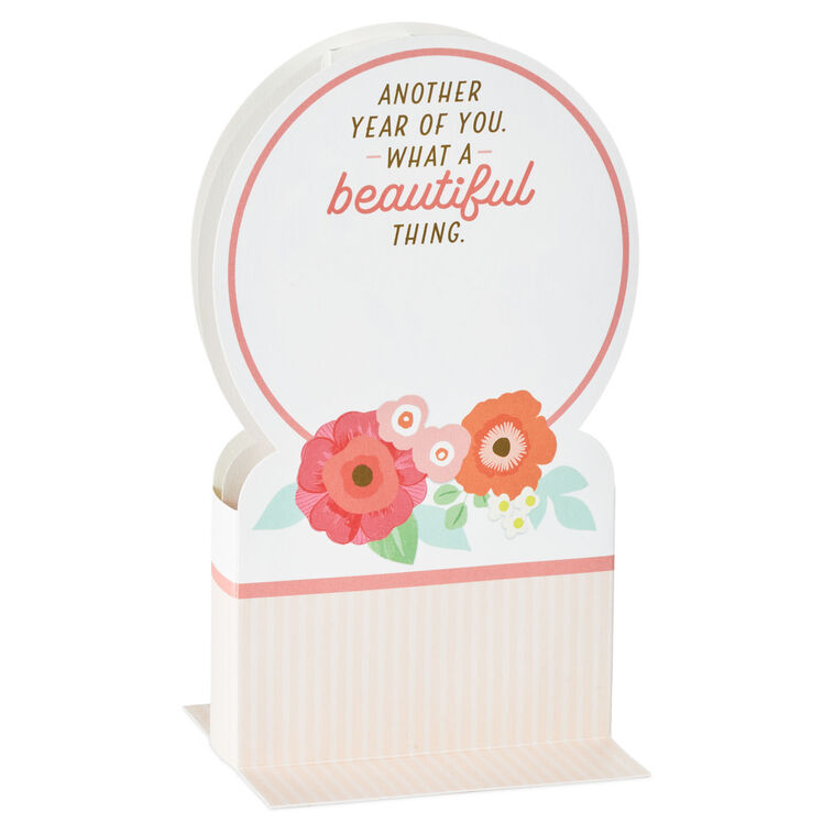 Hallmark Happy Birthday Floral Snow Globe Musical 3D Pop-Up Birthday Card With Motion