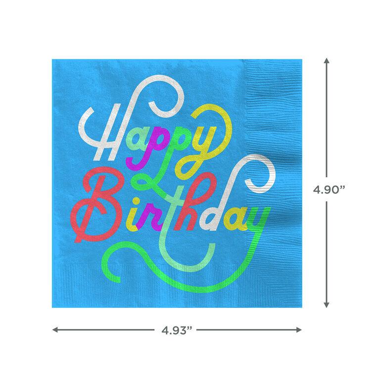 Hallmark "Happy Birthday" On Blue Cocktail Napkins Pack Of 16