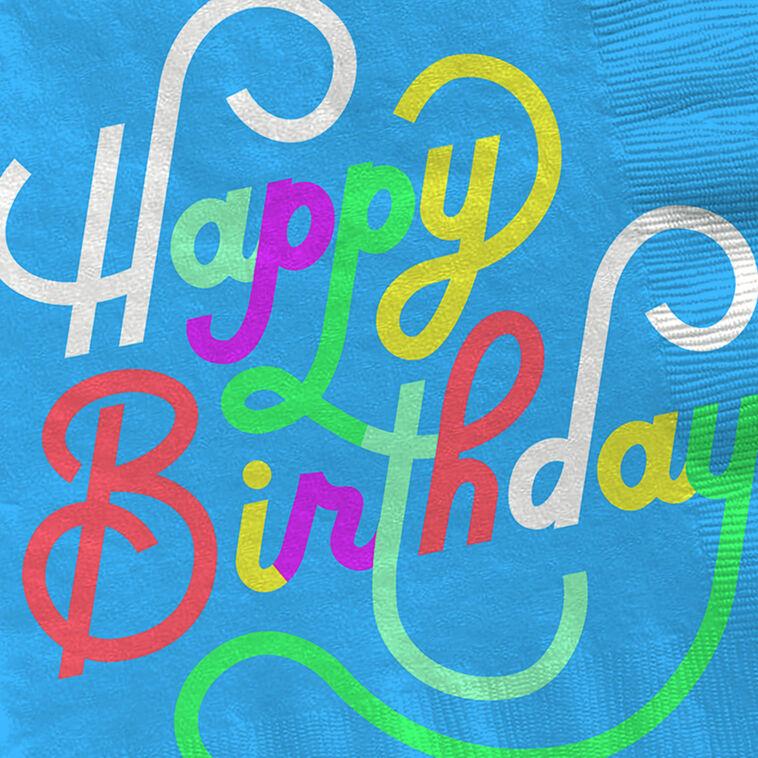 Hallmark "Happy Birthday" On Blue Cocktail Napkins Pack Of 16