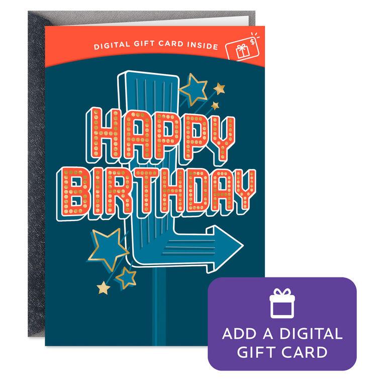 hallmark Happy Birthday Retro Marquee Sign Gift Card Greeting Birthday Card