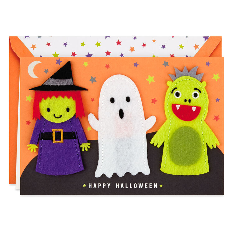 hallmark Happy Halloween Card With Felt Finger Puppets