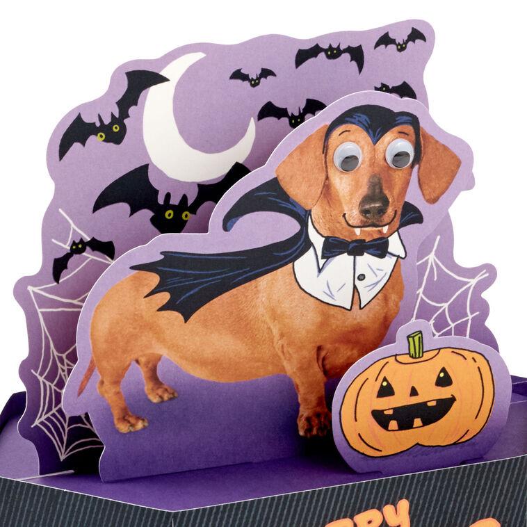 Hallmark Happy Hallowiener Vampire Dog Funny 3D Pop-Up Halloween Card