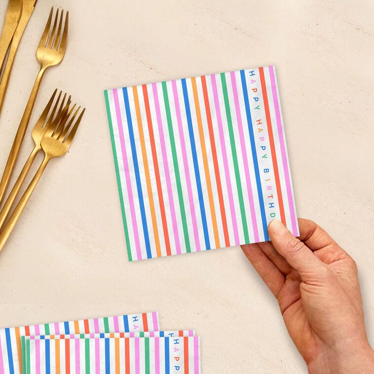 Hallmark Happy Happy Striped Birthday Dinner Napkins Pack Of 20