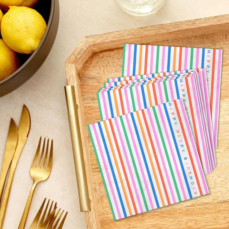 Hallmark Happy Happy Striped Birthday Dinner Napkins Pack Of 20