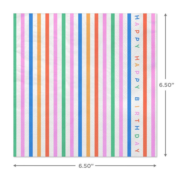 Hallmark Happy Happy Striped Birthday Dinner Napkins Pack Of 20