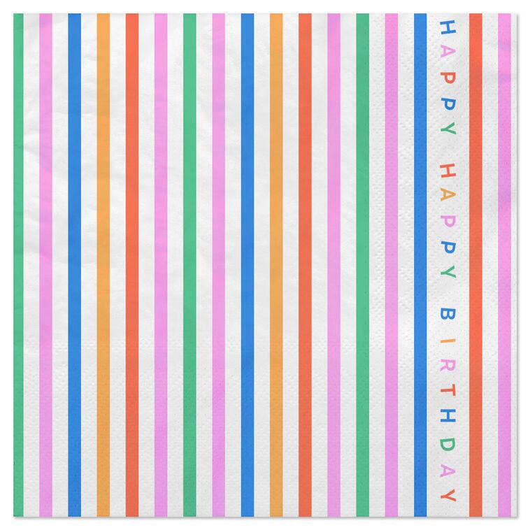 hallmark Happy Happy Striped Birthday Dinner Napkins Pack of 20