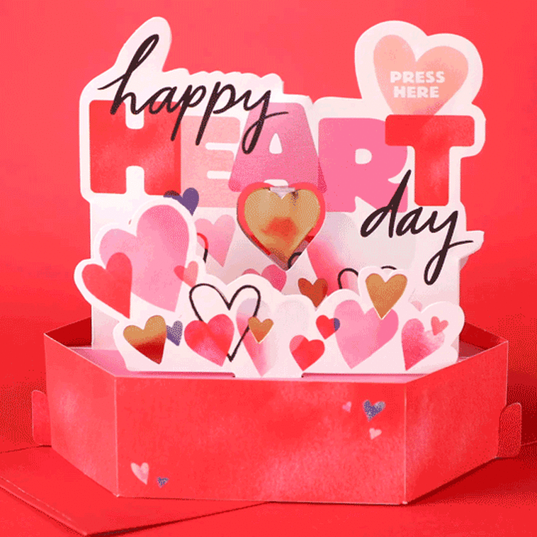 Hallmark Happy Heart Day Musical 3D Pop-Up Valentine's Day Card With Motion