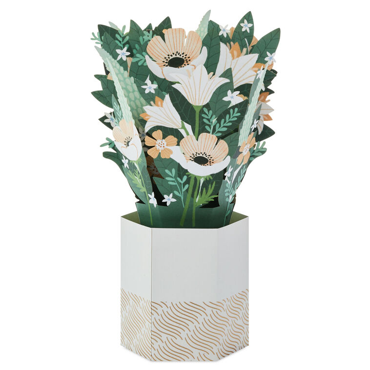 Hallmark Happy Thoughts Flower Bouquet In Vase 3D Pop-Up Card