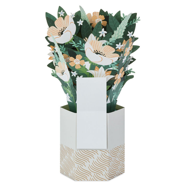 Hallmark Happy Thoughts Flower Bouquet In Vase 3D Pop-Up Card