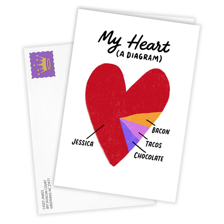 Hallmark Heart Pie Chart Funny Custom Anniversary Card