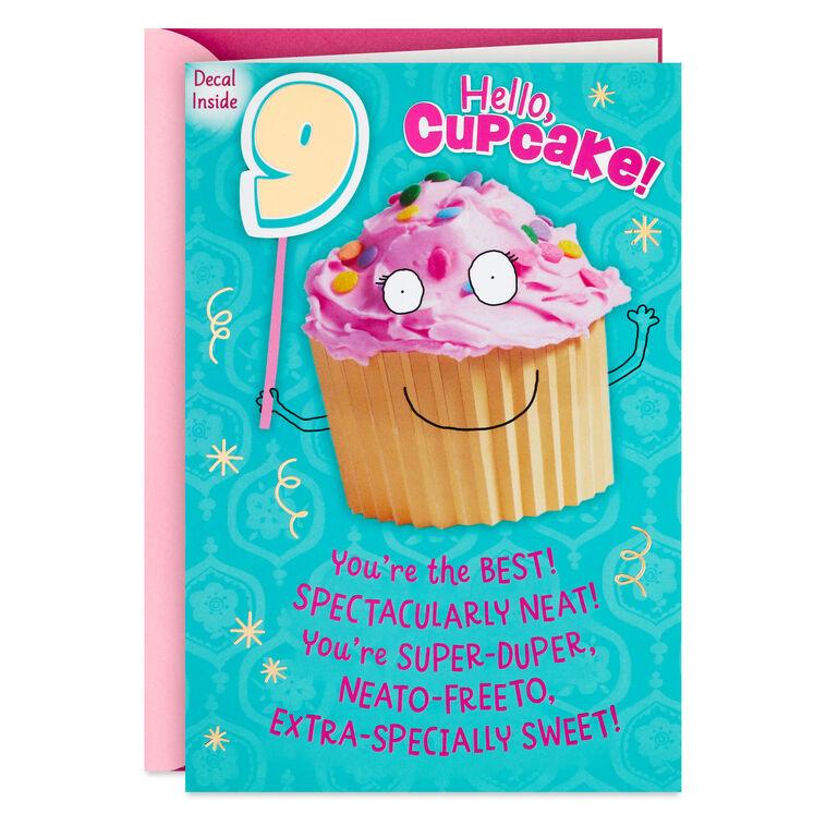 hallmark Hello Cupcake 9th Birthday Card With Decal