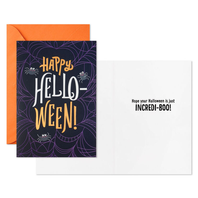 Hallmark Hello-ween Spiders And Webs Halloween Cards Pack Of 6