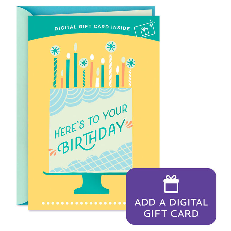hallmark Here's to You Cake and Candles Gift Card Greeting Birthday Card
