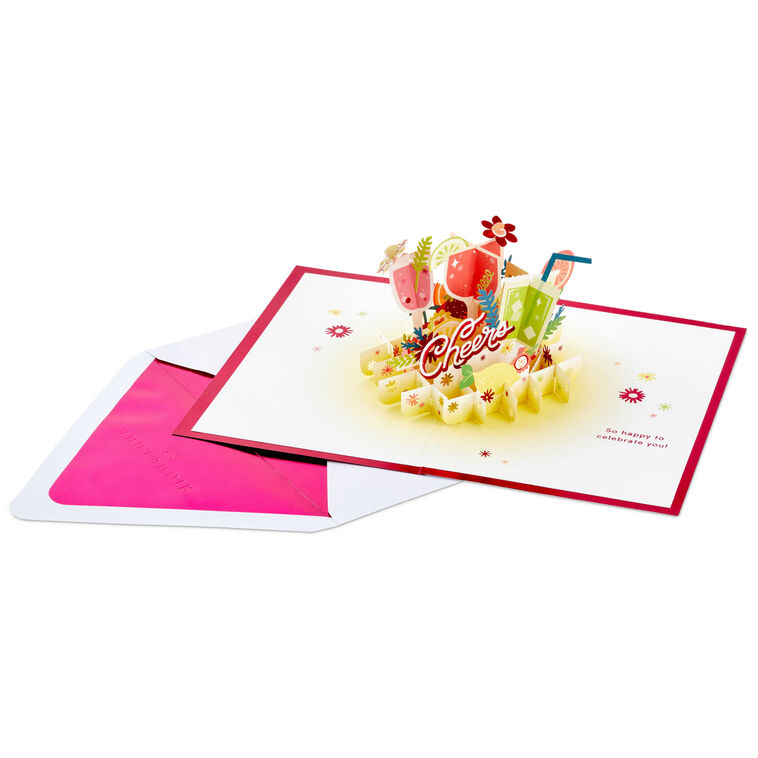 Hallmark Here's To You Cocktail Toast 3D Pop-Up Card