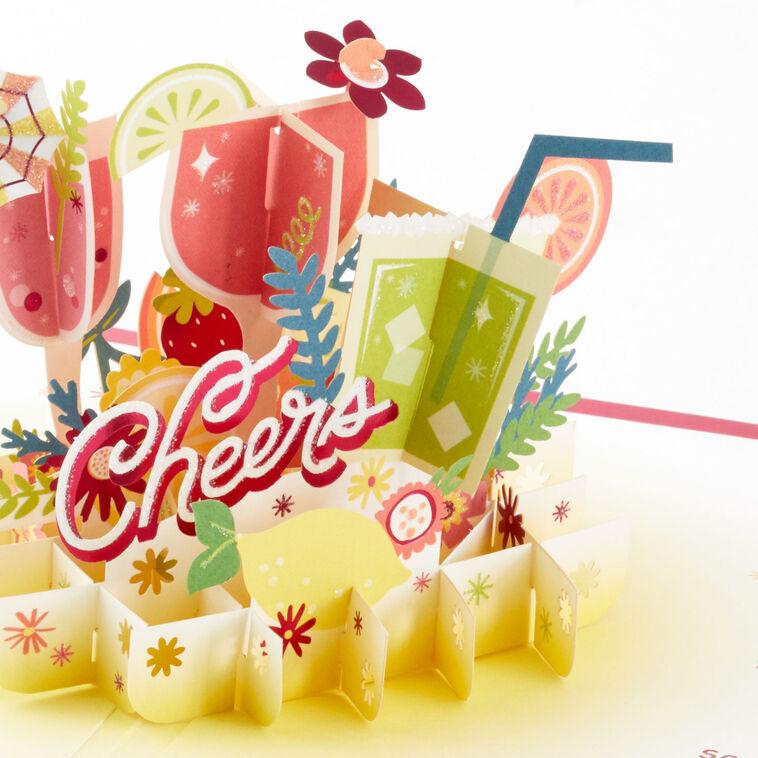 Hallmark Here's To You Cocktail Toast 3D Pop-Up Card