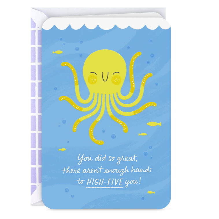 hallmark High-Five Octopus Blank Congratulations Card