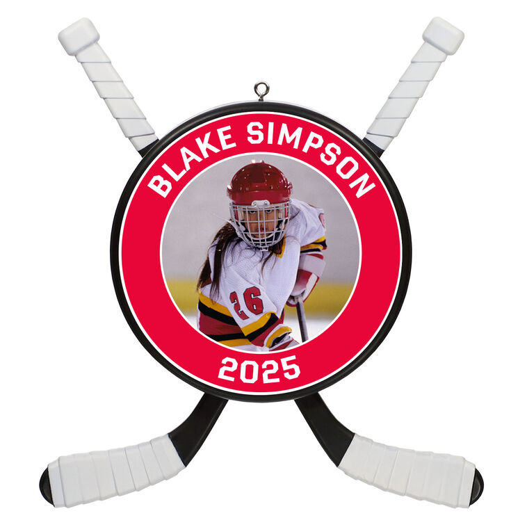 hallmark Hockey Star Personalized Photo Ornament Custom Photo and Text