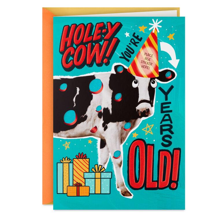 hallmark Hole-y Cow Customizable Kids Birthday Card With Age Stickers