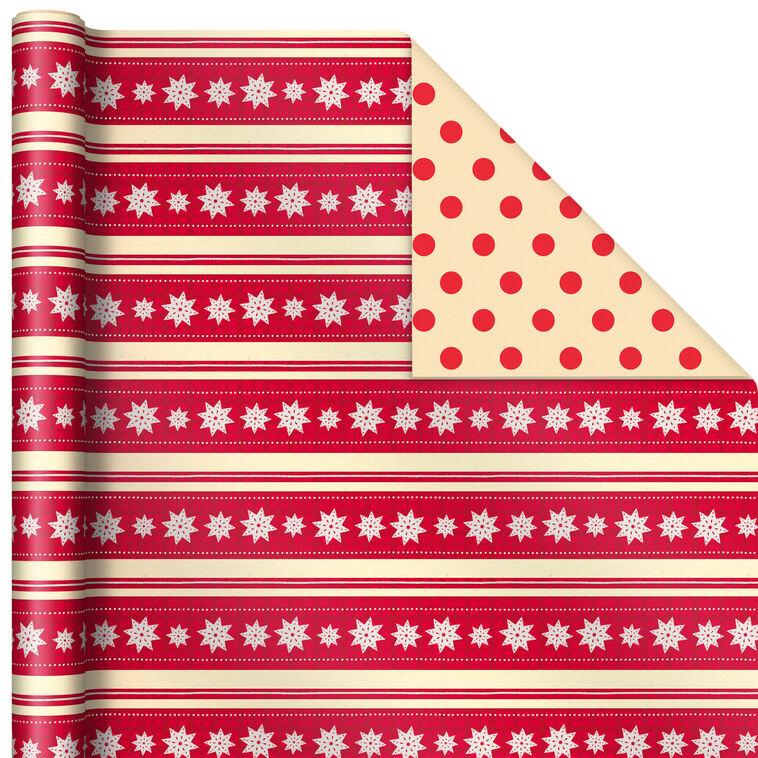 Hallmark Holiday Kraft 3-Pack Assorted Reversible Wrapping Paper Roll Bundle 120 Sq. Ft. Total