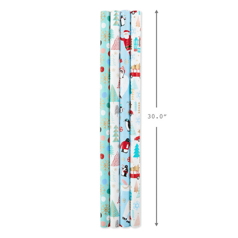 Hallmark Holiday Mix 4-Pack Christmas Wrapping Paper Assortment 120 Sq. Ft