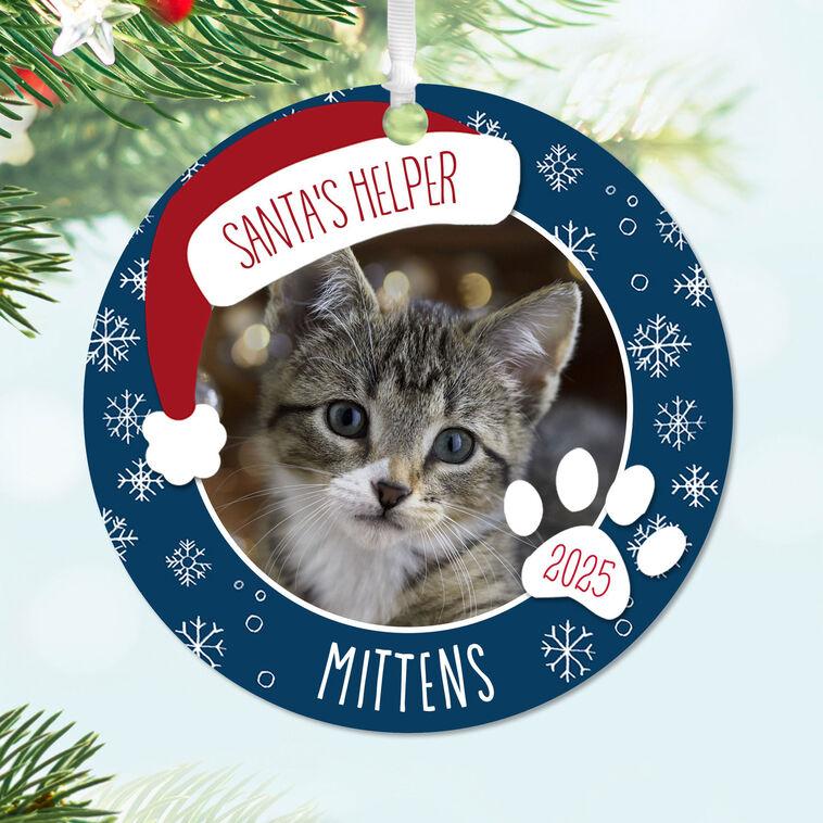 Hallmark Holiday Pet Round Metal Personalized Ornament Custom Photo And Text