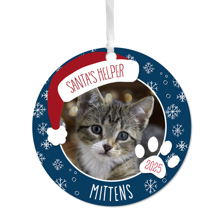 hallmark Holiday Pet Round Metal Personalized Ornament Custom Photo and Text