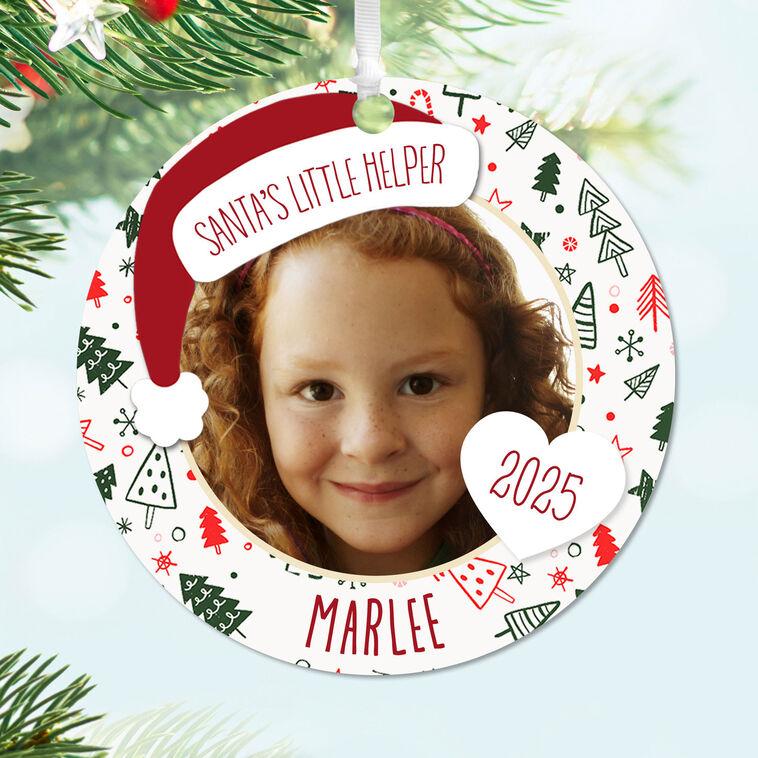 Hallmark Holiday Round Metal Personalized Ornament Custom Photo And Text