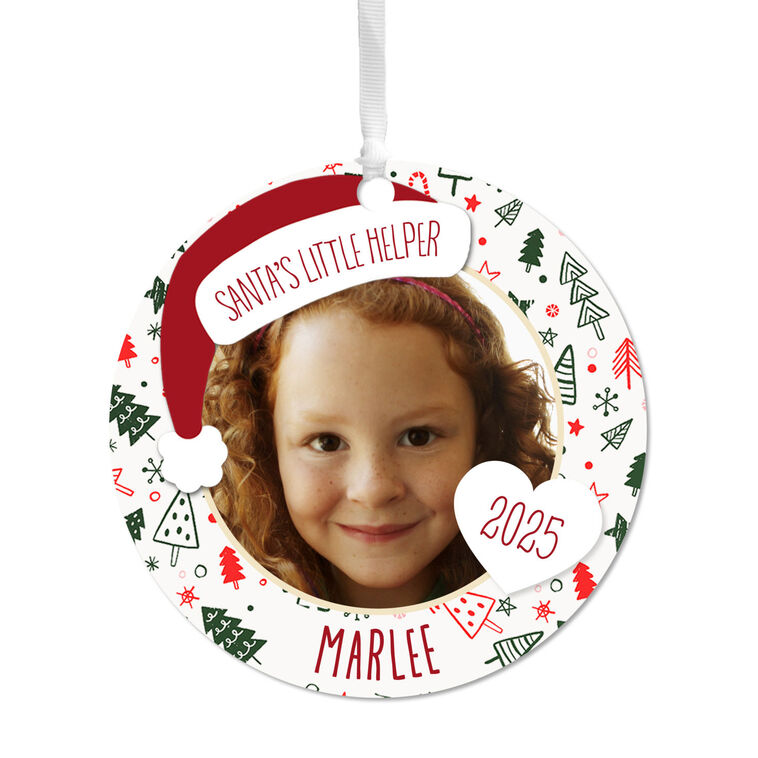 hallmark Holiday Round Metal Personalized Ornament Custom Photo and Text