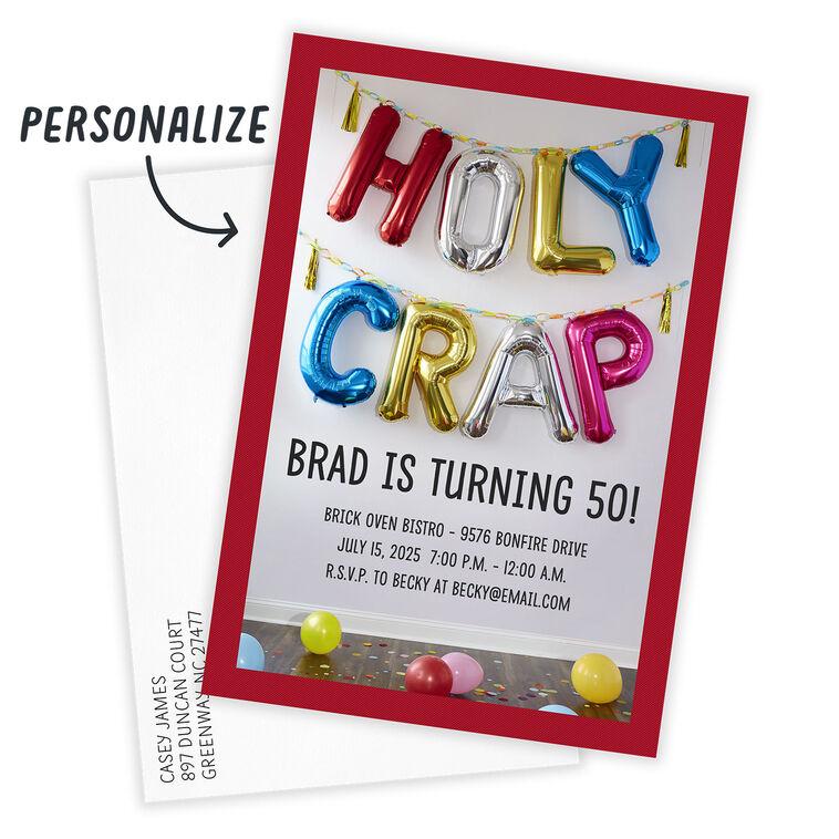 Hallmark Holy Crap Balloons Flat Birthday Invitation