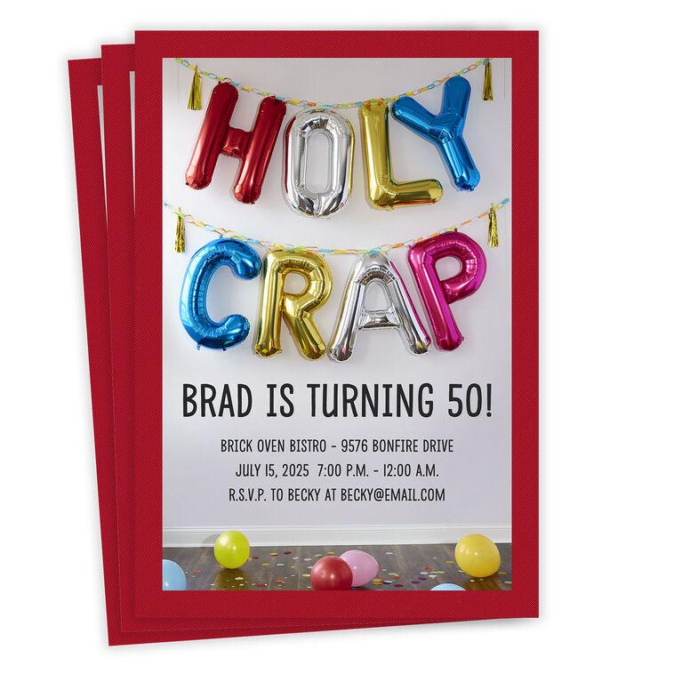 hallmark Holy Crap Balloons Flat Birthday Invitation