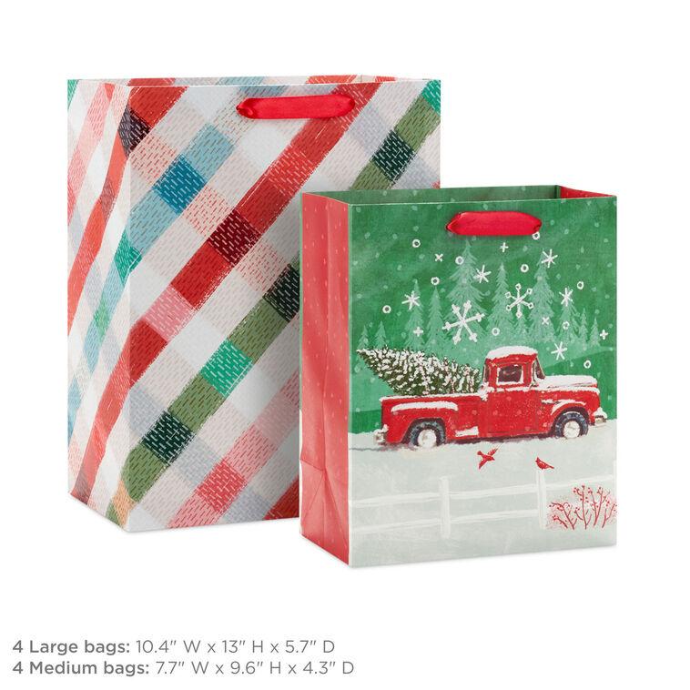 Hallmark Home For The Holidays 8-Pack Assorted Medium And Large Gift Bag Bundle