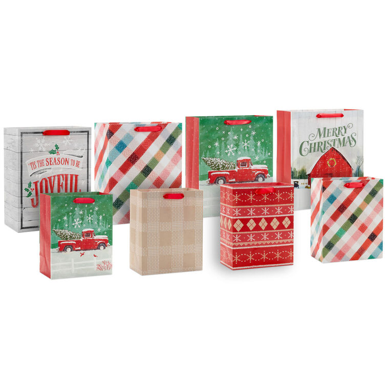 hallmark Home for the Holidays 8-Pack Assorted Medium and Large Gift Bag Bundle