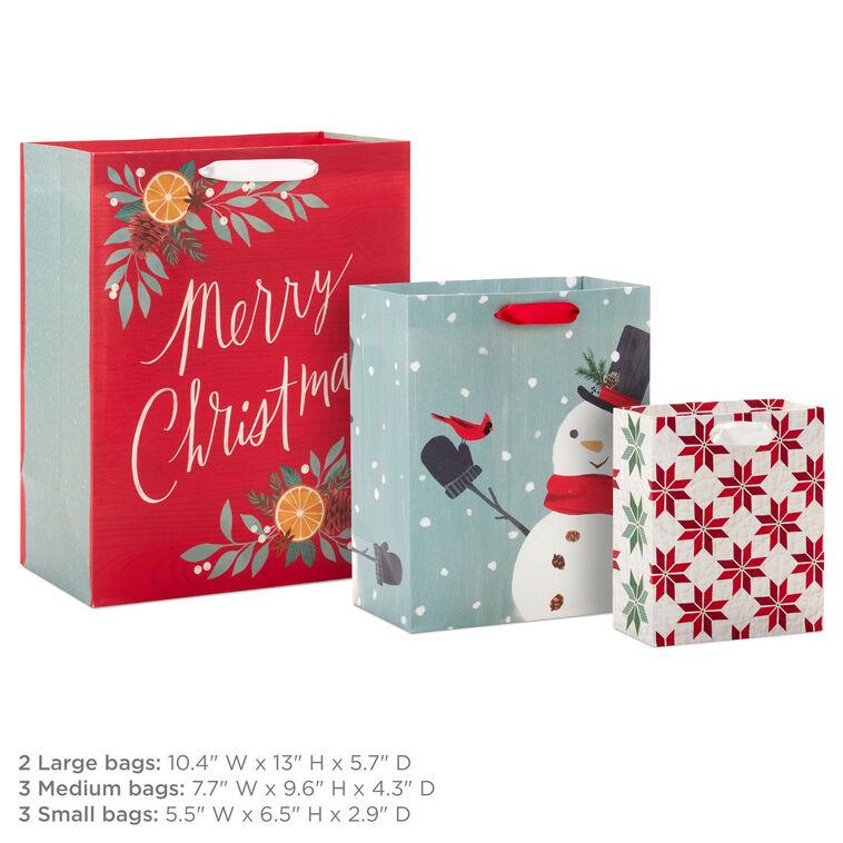 Hallmark Homey Christmas 8-Pack Assorted Gift Bag Bundle
