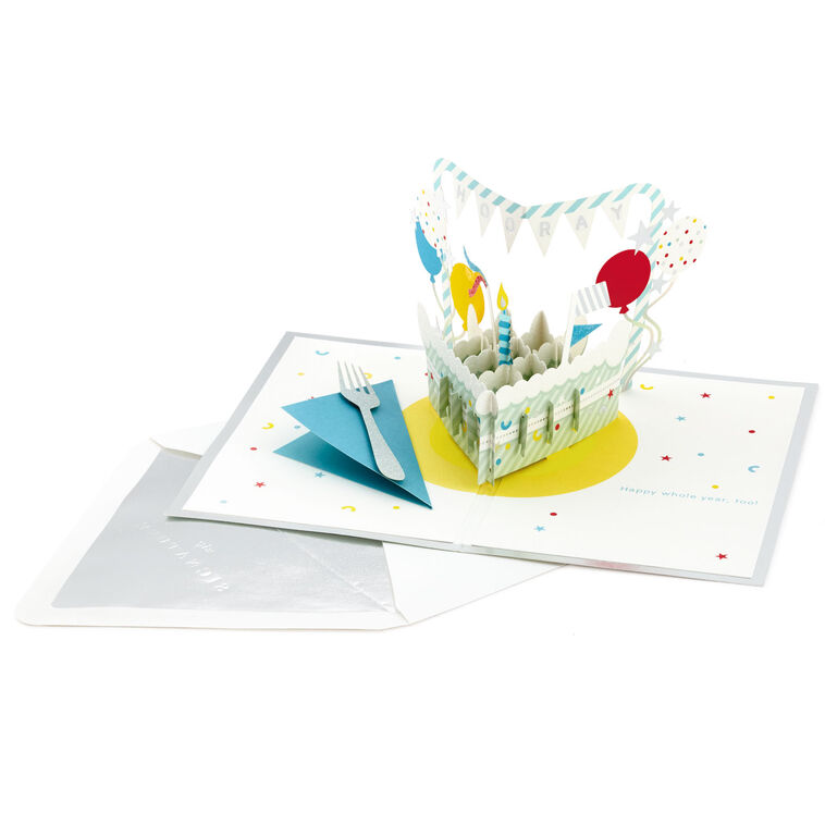 Hallmark Hooray Cake And Balloons 3D Pop-Up Birthday Card